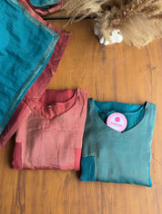 Aarti tissue and mul Chanderi Aline dress- Dusty pink