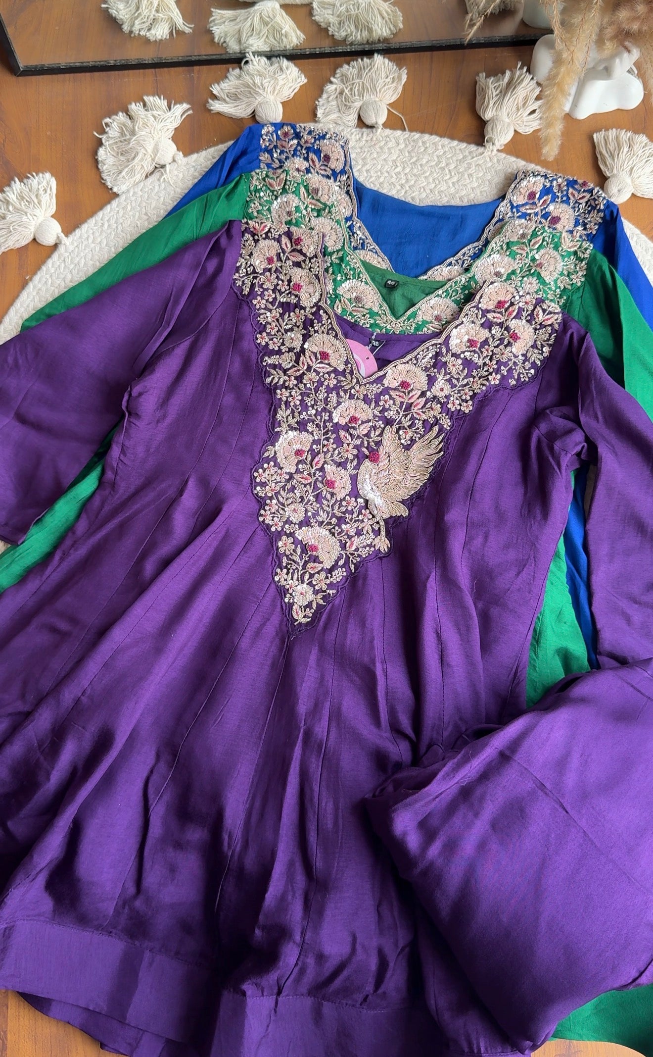 Meghana Short Kurta Anarkali Super Flare Plazzo (purple)