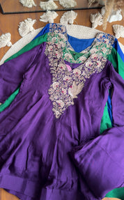 Meghana Short Kurta Anarkali Super Flare Plazzo (purple)