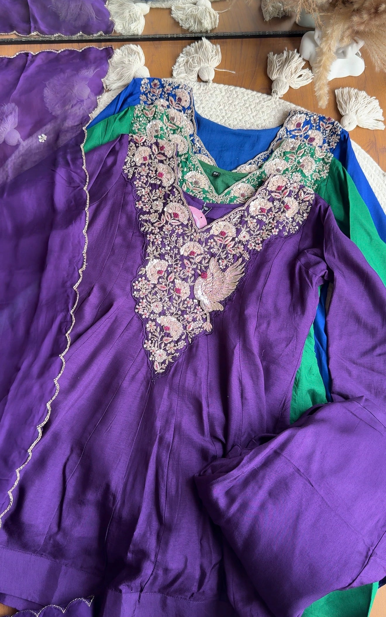 Meghana Short Kurta Anarkali Super Flare Plazzo (purple)