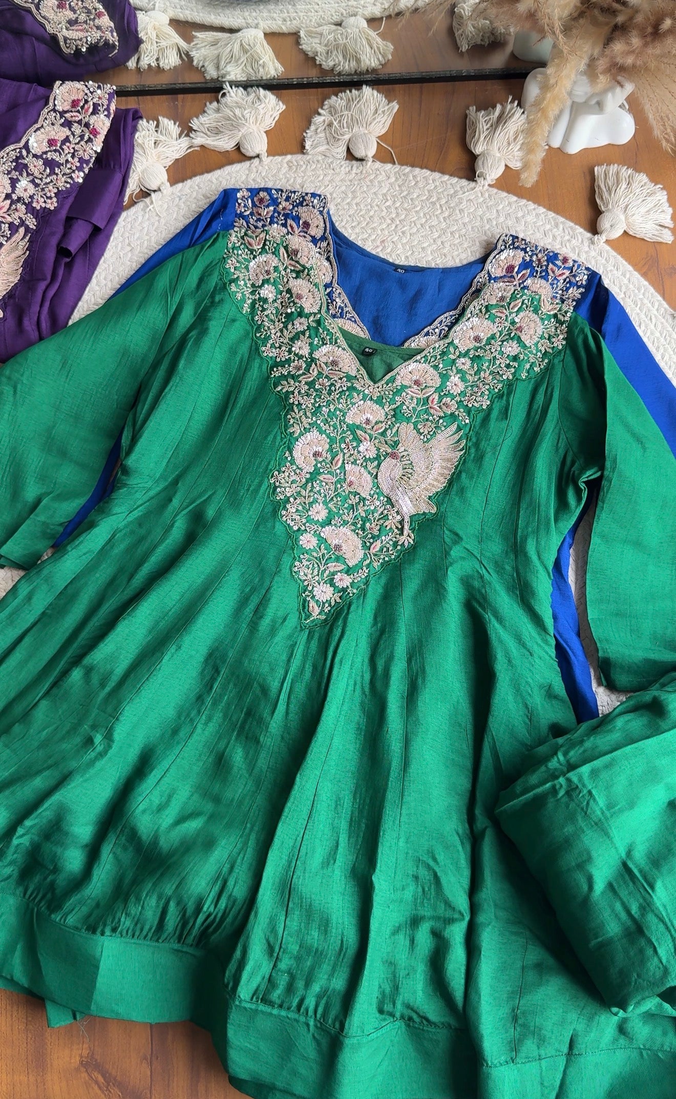 Meghana Short Kurta Anarkali Super Flare Plazzo (green)