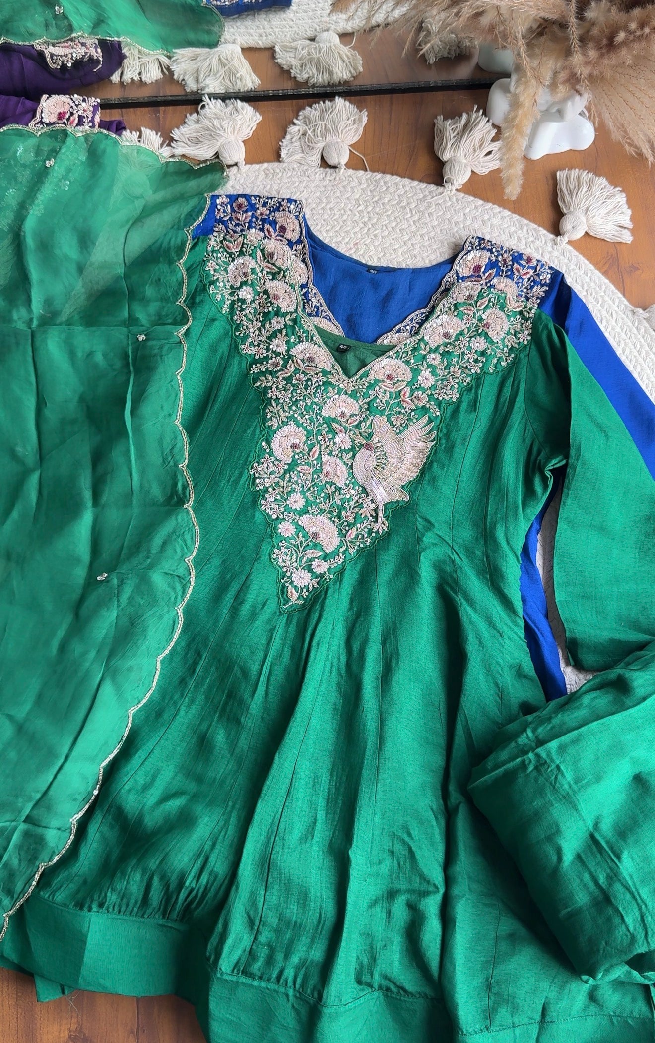 Meghana Short Kurta Anarkali Super Flare Plazzo (green)