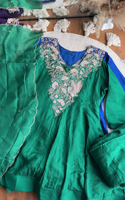 Meghana Short Kurta Anarkali Super Flare Plazzo (green)