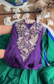 Meghana Short Kurta Anarkali Super Flare Plazzo (purple)