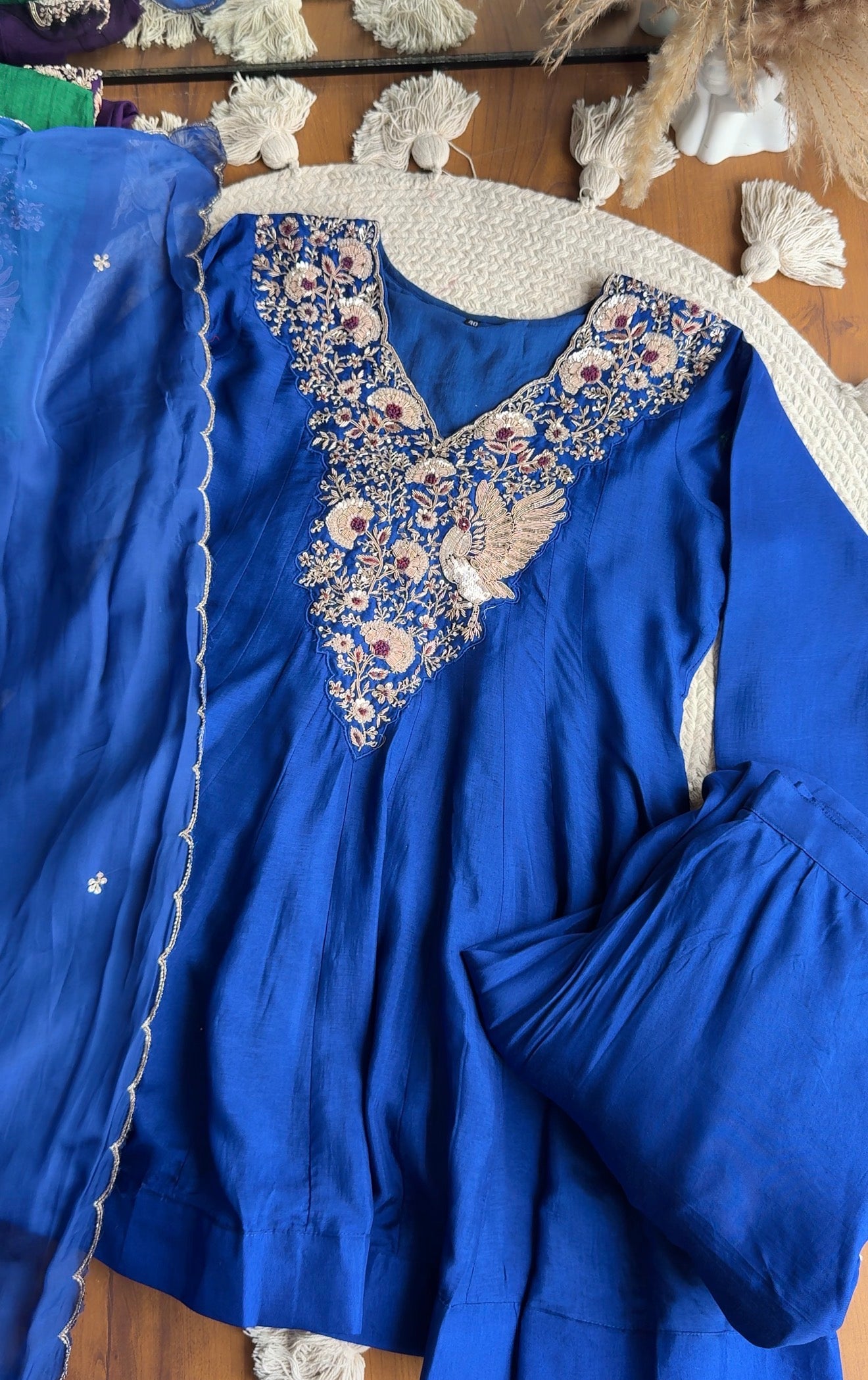 Meghana Short Kurta Anarkali Super Flare Plazzo (blue)