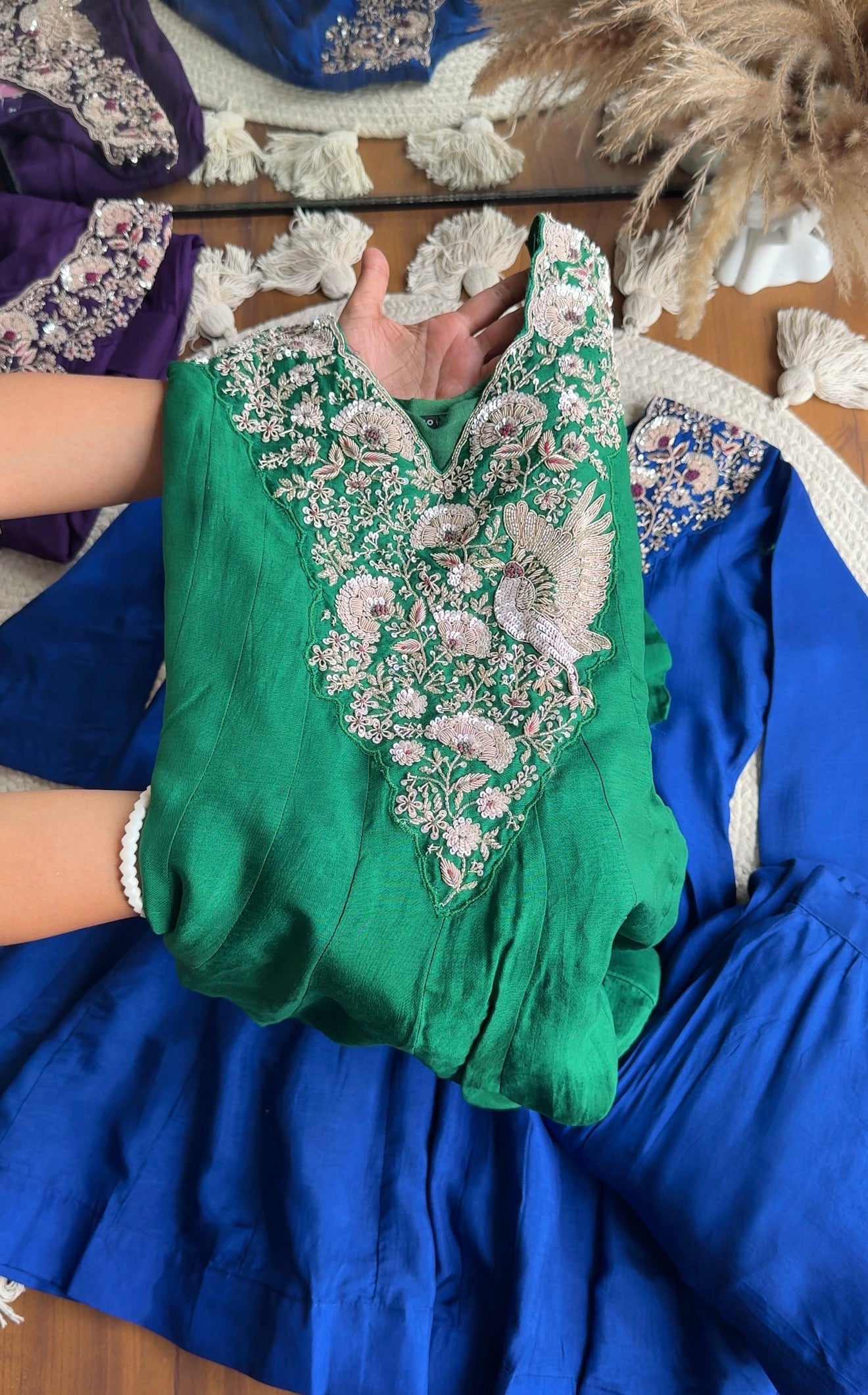 Meghana Short Kurta Anarkali Super Flare Plazzo (green)