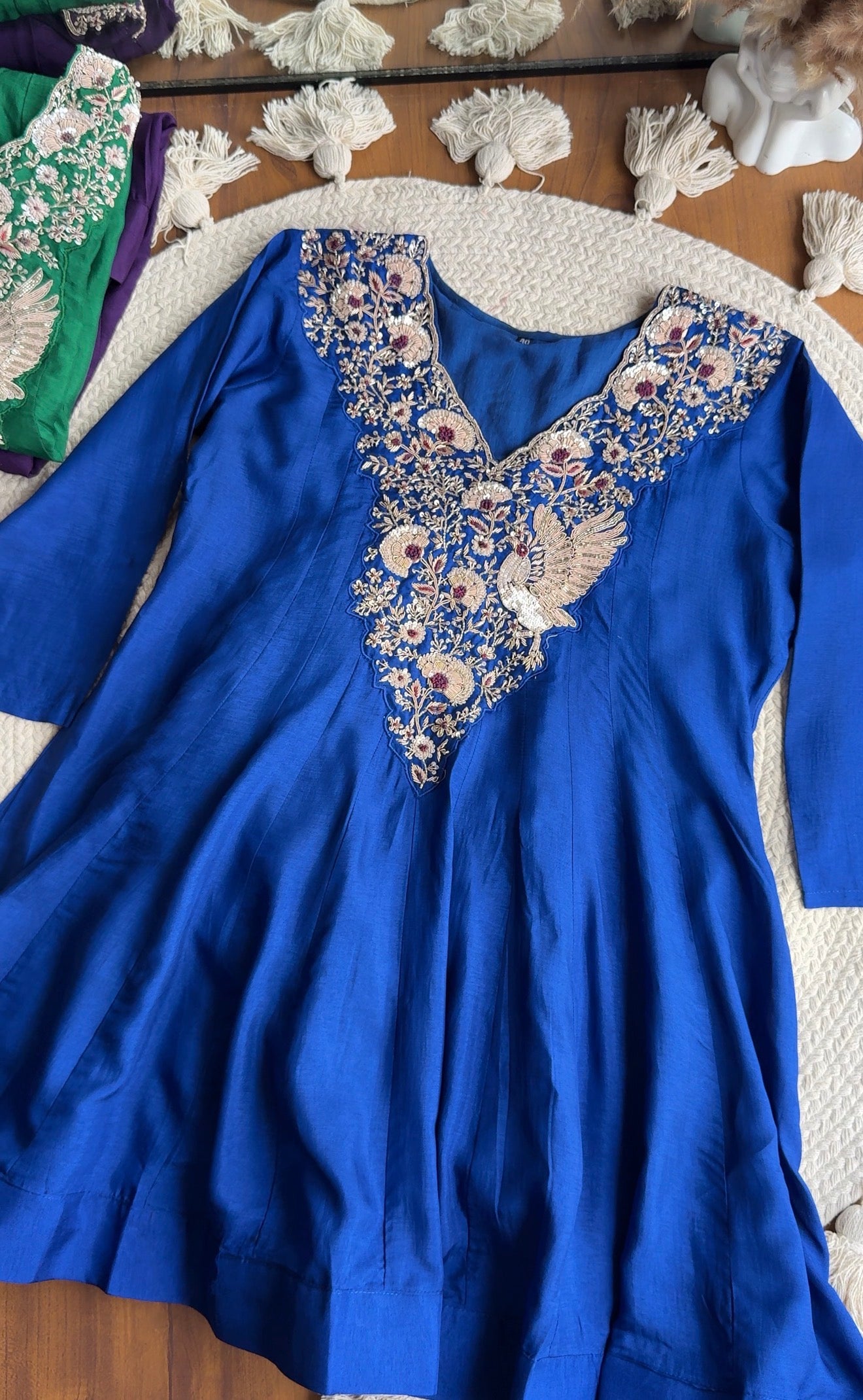 Meghana Short Kurta Anarkali Super Flare Plazzo (blue)