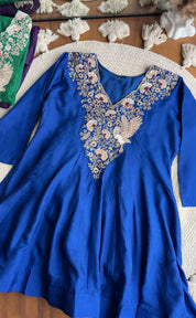 Meghana Short Kurta Anarkali Super Flare Plazzo (blue)