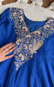 Meghana Short Kurta Anarkali Super Flare Plazzo (blue)