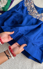 Meghana Short Kurta Anarkali Super Flare Plazzo (blue)