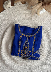 Tulsi Heavy Hand Work Straight cut Dress- With Plazzo And Dupatta-Royal blue