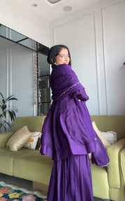 Meghana Short Kurta Anarkali Super Flare Plazzo-Purple