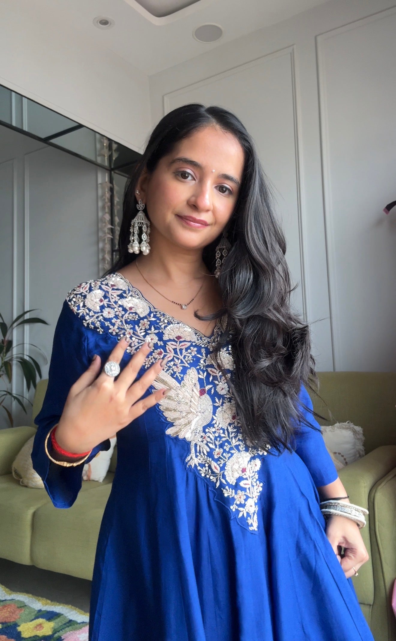 Meghana Short Kurta Anarkali Super Flare Plazzo -Blue