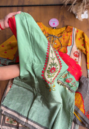 Kahani Digital Print Short Kurta Farshi Pants Dress-Red (Preorder 15 Days)