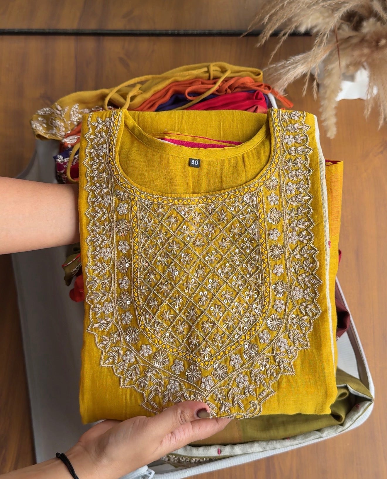 Jasleen patachwork kali aline dress- Yellow