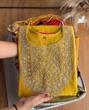 Jasleen patachwork kali aline dress- Yellow