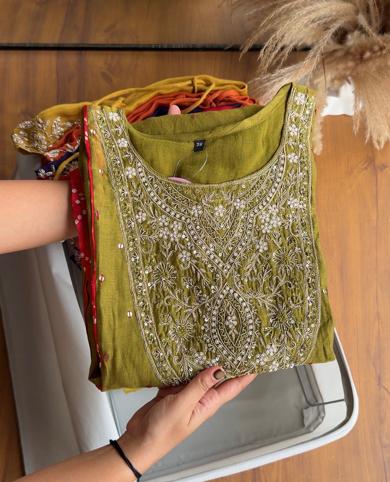 Mul Chanderi Dress- Green