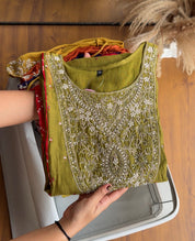 Mul Chanderi Dress- Green