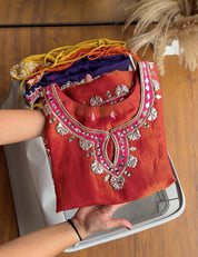 Yashoda Handwork Mul Chanderi Dress-