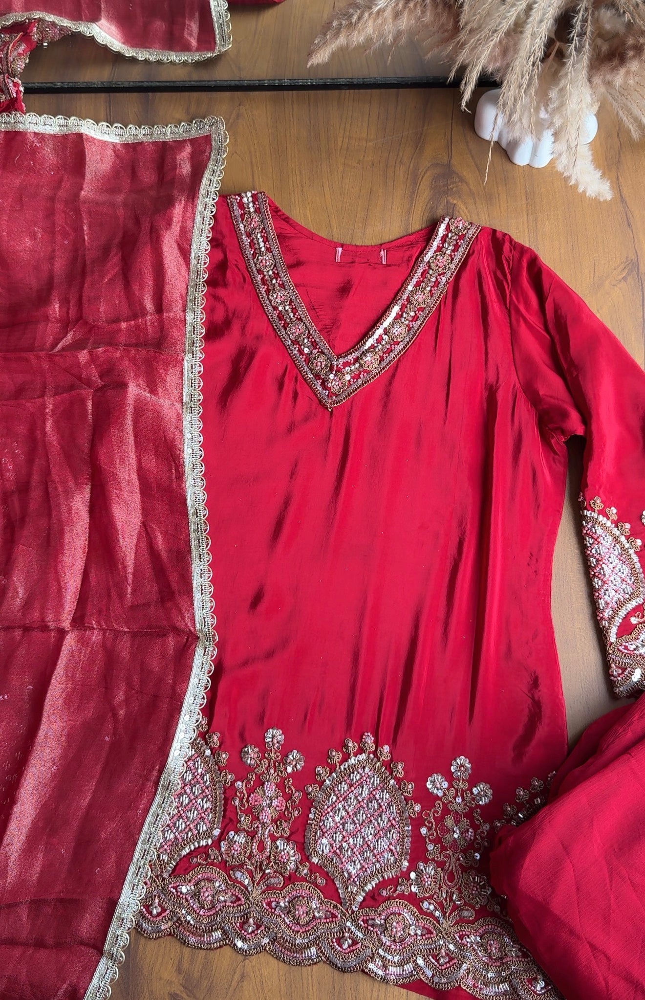 Yuvika Short Kurta heavy hand work with Plazzo dress