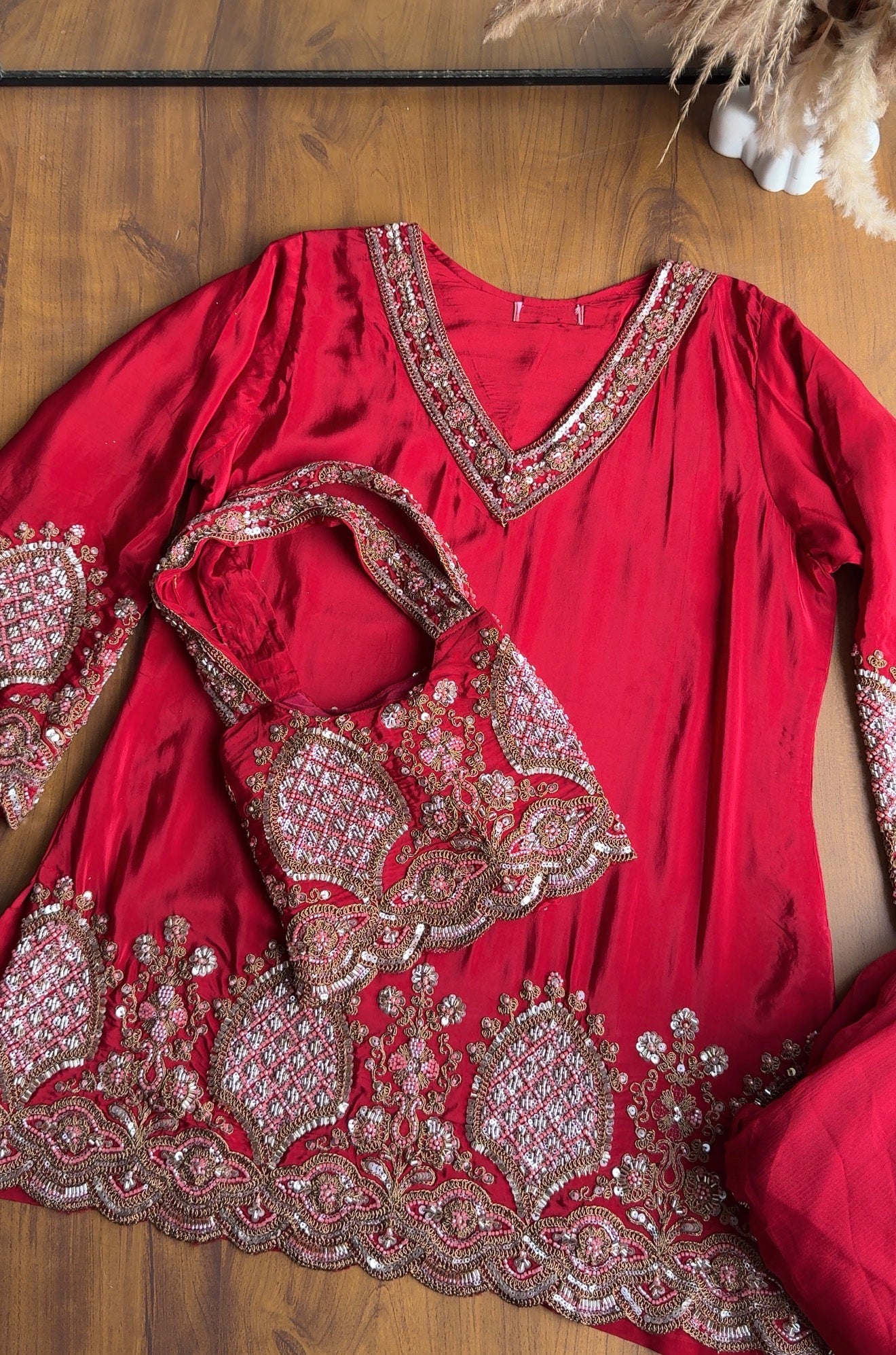 Yuvika Short Kurta heavy hand work with Plazzo dress