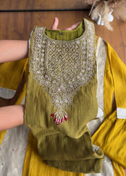 Mul Chanderi Dress- Green