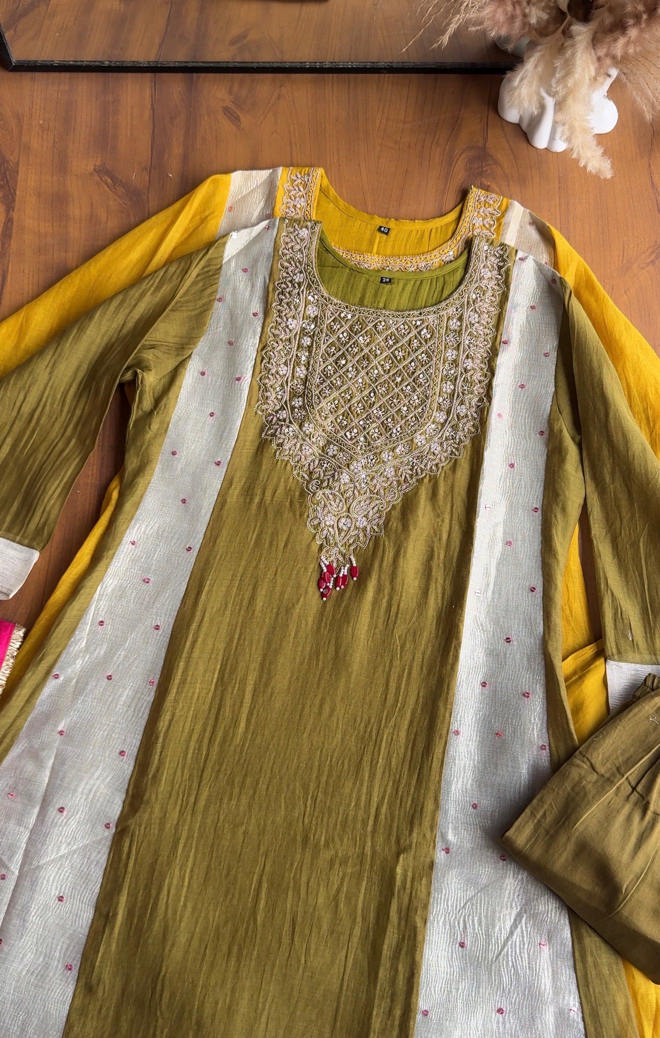 Mul Chanderi Dress- Green