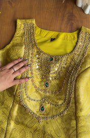 Nysa brocade paded short kurta with brocade gharara dress Yellow