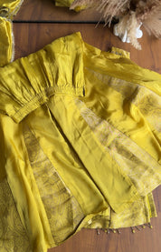 Nysa brocade paded short kurta with brocade gharara dress Yellow