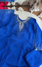 Ragini sequin Chinon Plazzo Dress- Blue
