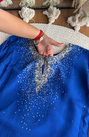 Ragini sequin Chinon Plazzo Dress- Blue
