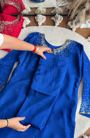 Ragini sequin Chinon Plazzo Dress- Blue