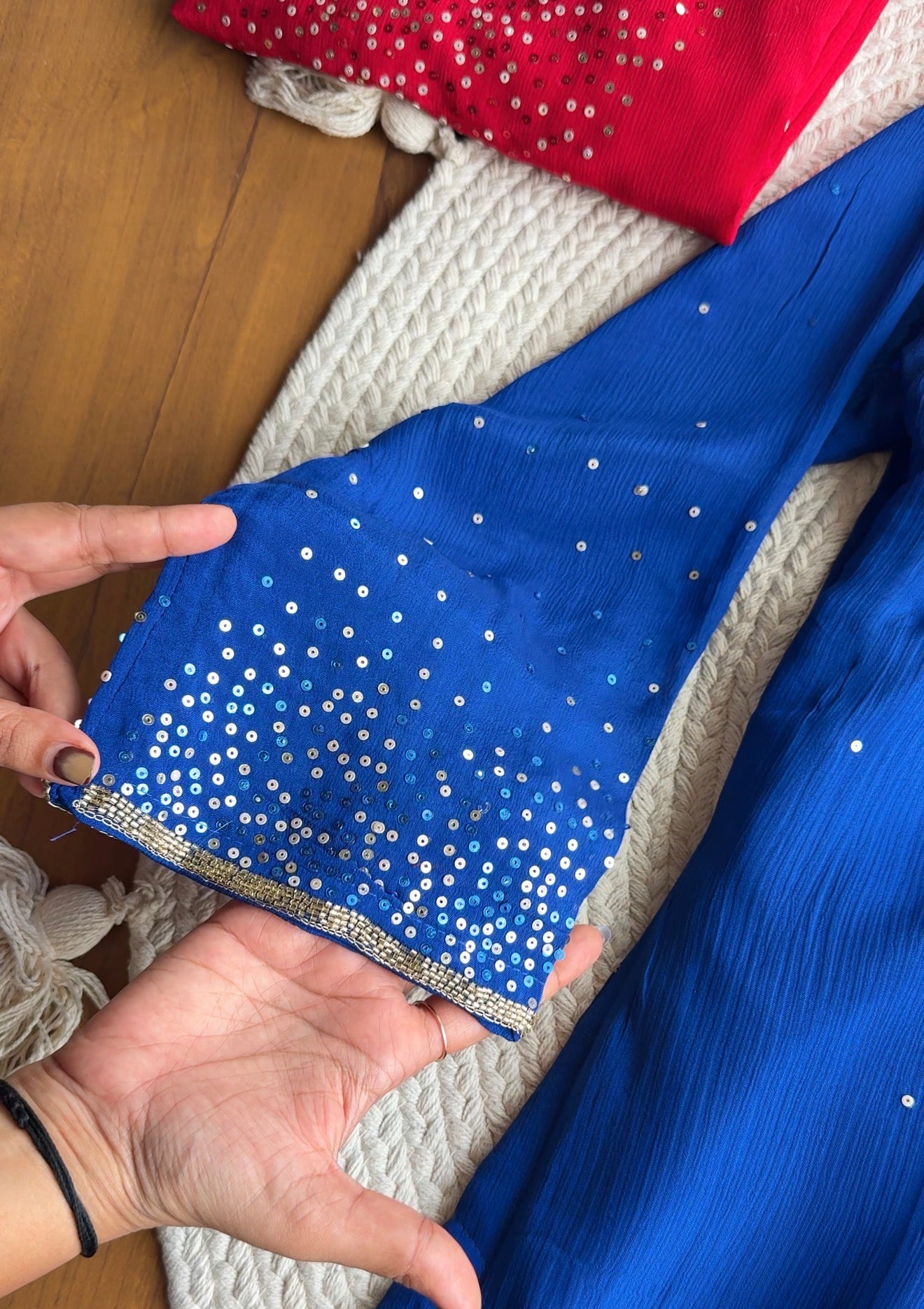 Ragini sequin Chinon Plazzo Dress- Blue