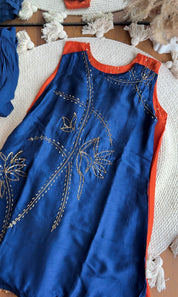 Aditi Hand Zardoshi Kurtis With Cowl Skirt- Blue