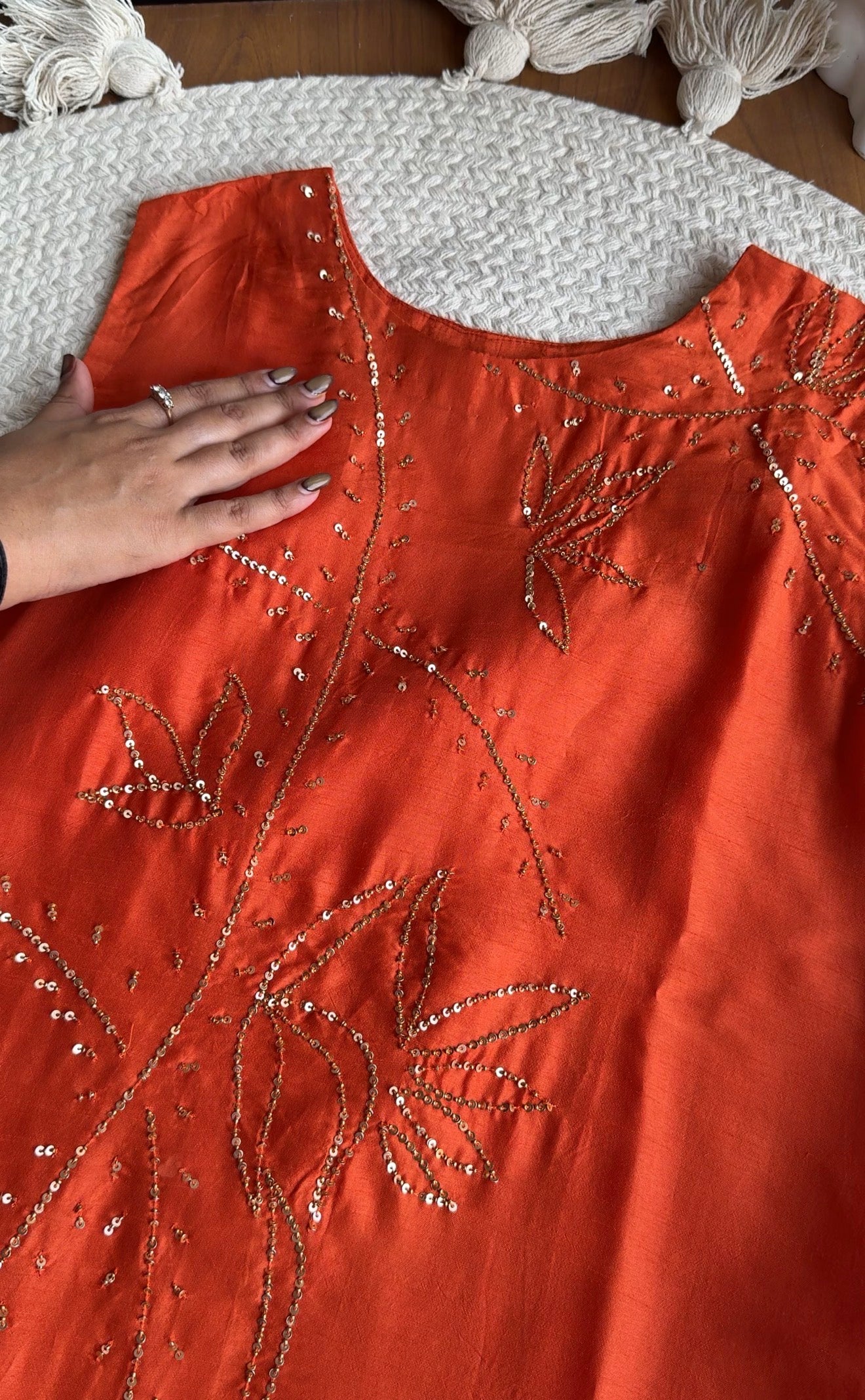 Aditi Hand Zardoshi Kurtis With Cowl Skirt- Orange