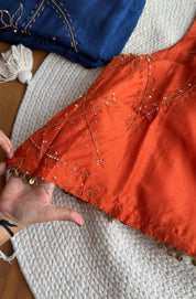 Aditi Hand Zardoshi Kurtis With Cowl Skirt- Orange