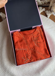 Aditi Hand Zardoshi Kurtis With Cowl Skirt- Orange