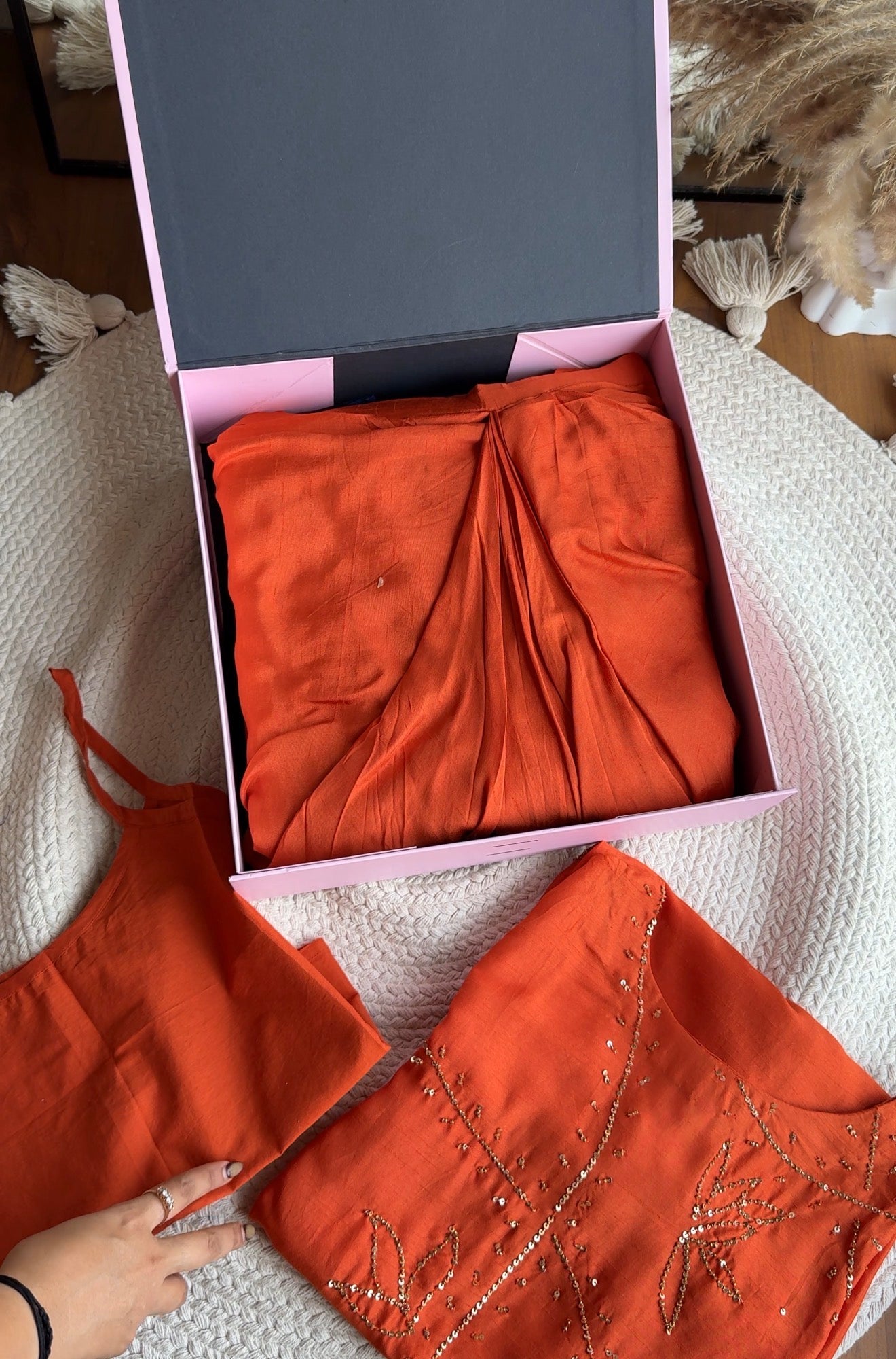 Aditi Hand Zardoshi Kurtis With Cowl Skirt- Orange