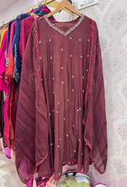 Mul Chanderi Dress- Brown