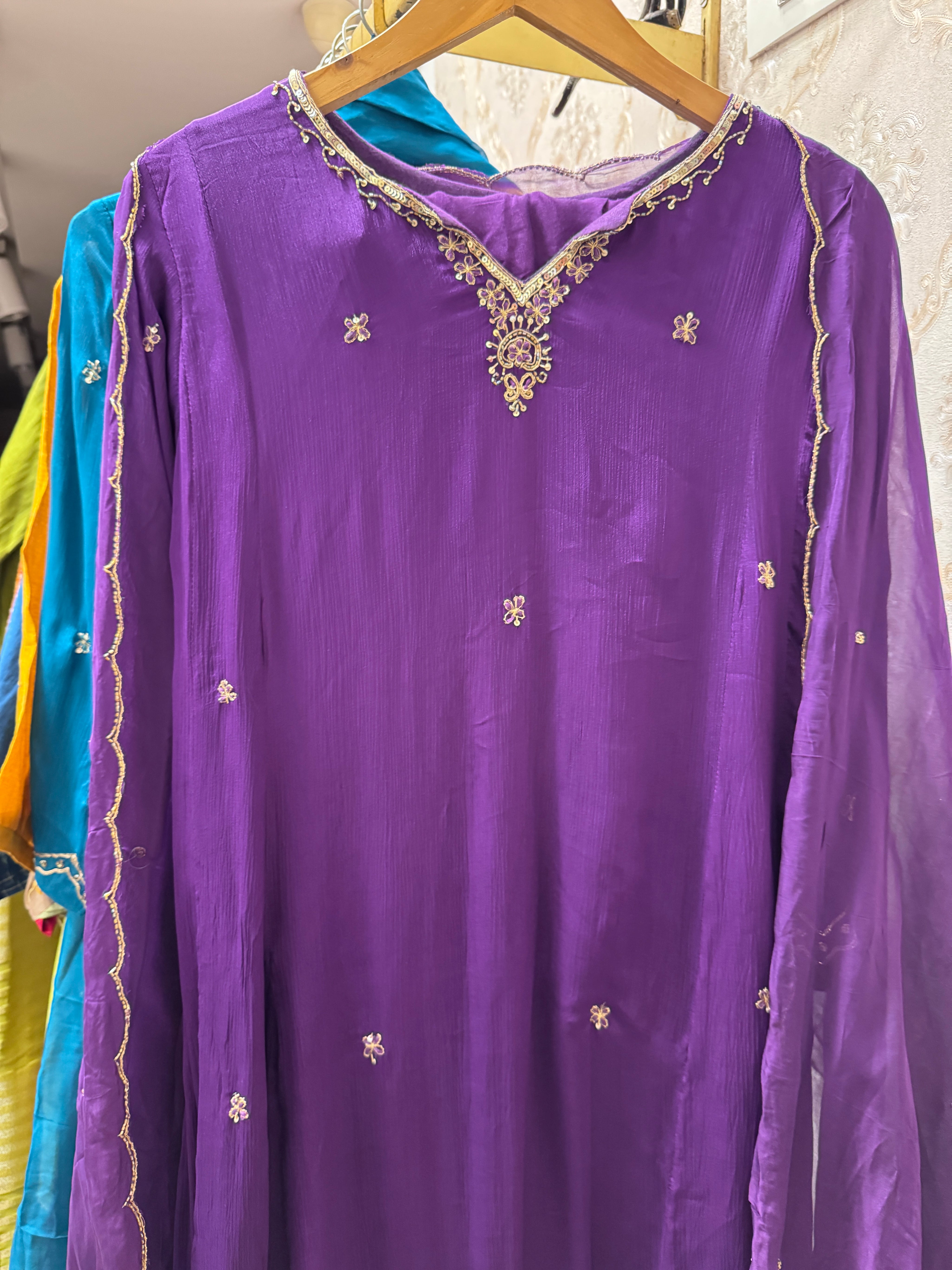 Rashmi Handwork Chinon Dress- Purple 💜