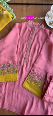 Siddhi Kard Dana Work Mul Chanderi Coord Set- Pink