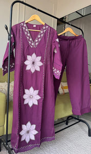 Unnati Patchwork Cotton Dress - Purple