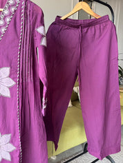 Unnati Patchwork Cotton Dress - Purple