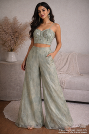 Swara Mirror Work Corset With Fish Cut Plazzo Coord Set