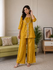 Sahira Handwork Coord Set- Musturd
