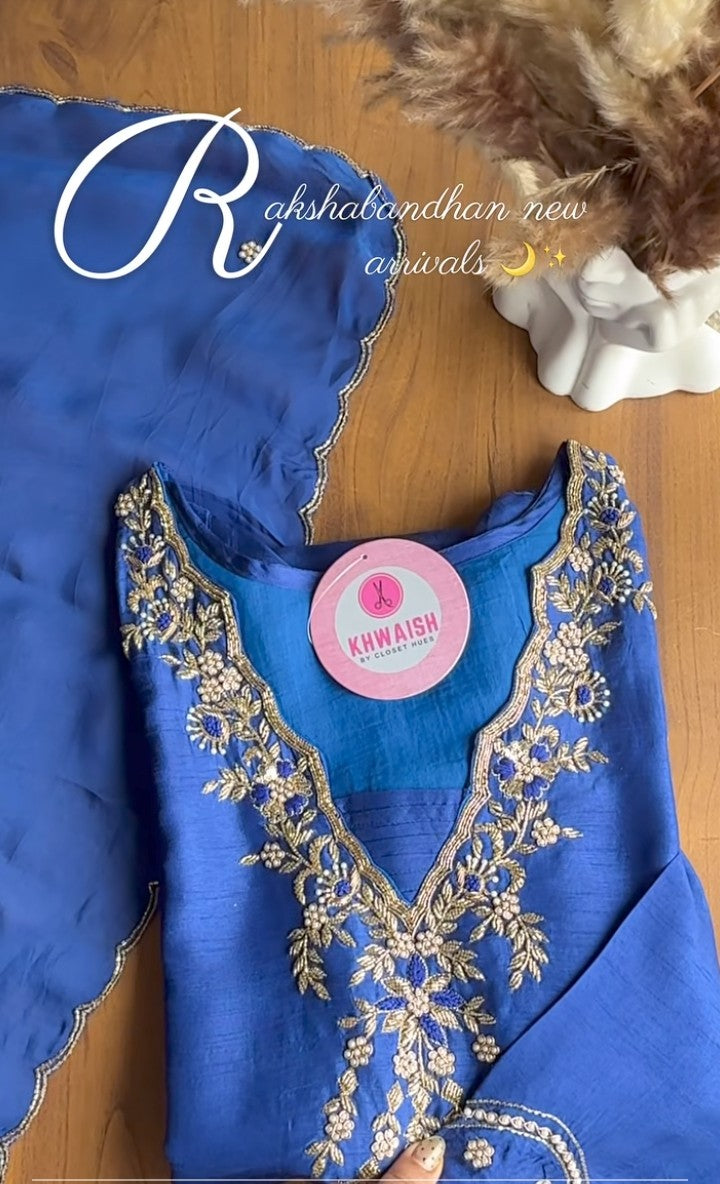 Tanya Handwork Anarkali Dress-Royal Blue 💙