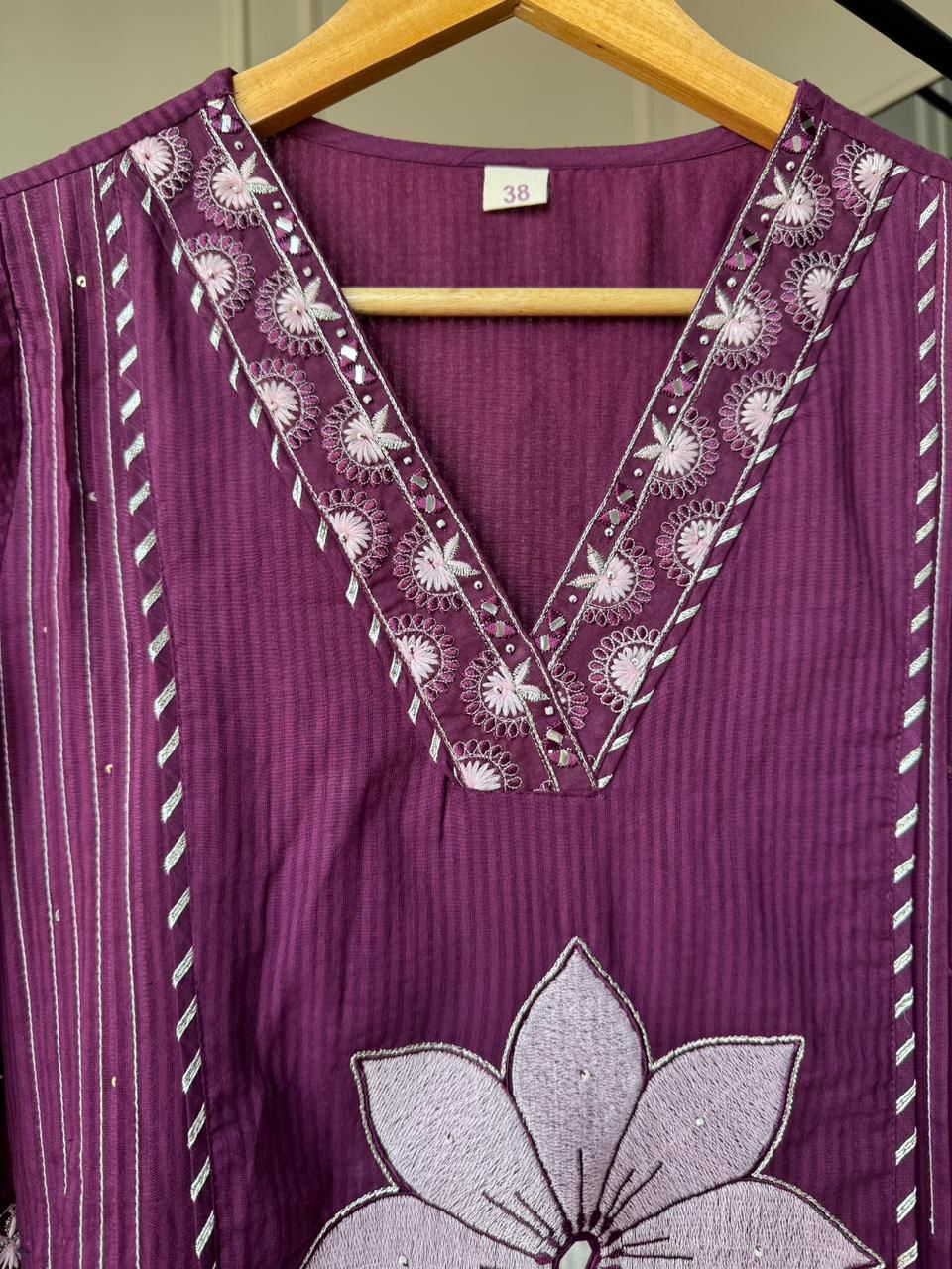 Unnati Patchwork Cotton Dress - Purple