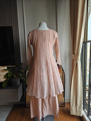 Guneet hand work short kurta plazzo dress ( baby pink)