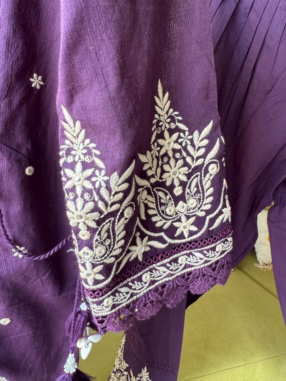 Sayli Lakhnawi Cotton Dress- Purple