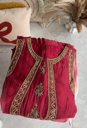 Riddhima Halter Neck Pure Mul Chanderi Dress